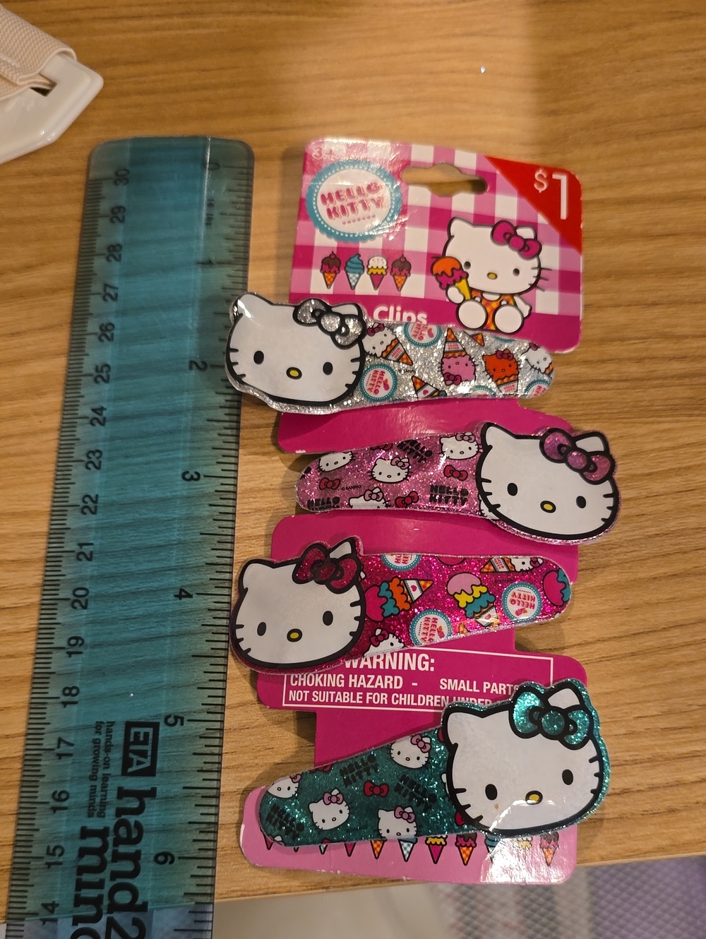 Hello Kitty Pink and Teal Glitter Snap Clip Pack - Kids Accessories